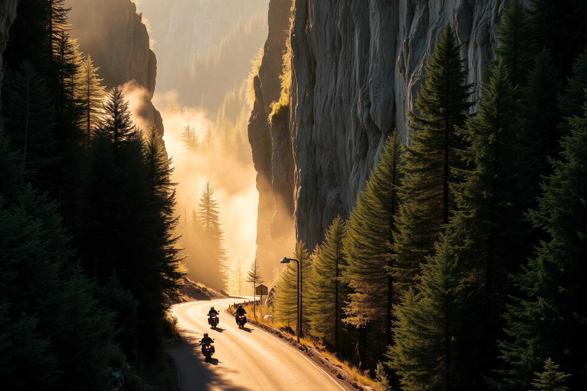 Route de montagne sinueuse dans les paysages de Bourgogne-Franche-Comté